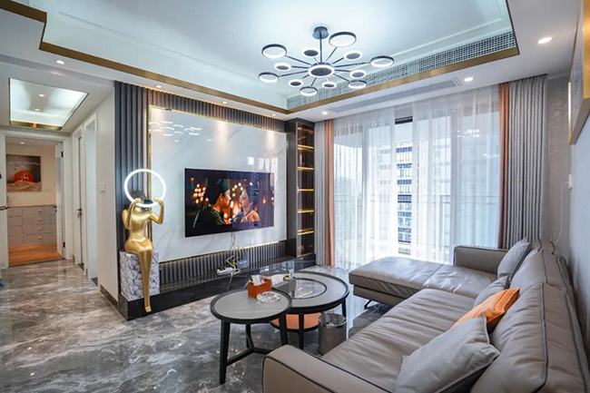 99㎡四居室，流行定制家具+靈動配色，打造不同生活體驗